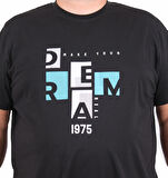 Starbattal Erkek Büyük Beden Sıfır Yaka Tişört Dream 25183 SIYAH