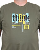 Starbattal Erkek Büyük Beden Sıfır Yaka Tişört Think 25184 HAKI