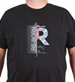 Starbattal Erkek Büyük Beden Sıfır Yaka Tişört Re-Born 25185 SIYAH