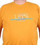 Starbattal Erkek Büyük Beden Sıfır Yaka Tişört Let's Do It 25186 HARDAL
