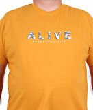 Starbattal Erkek Büyük Beden Sıfır Yaka Tişört Alive 25187 HARDAL