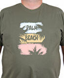 Starbattal Erkek Büyük Beden Sıfır Yaka Tişört Palm Beach 25188 HAKI