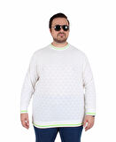 Starbattal Erkek Büyük Beden Sıfır Yaka Triko Kazak Diamond 25200 EKRU