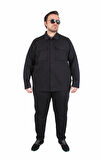 Starbattal Erkek Büyük Beden Çift Cep Kapaklı Eşofman Takım TK25605 SIYAH