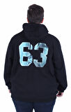 Starbattal Büyük Beden Kapüşonlu Sweat Double Face Sixty Three 25704 SIYAH