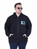 Starbattal Büyük Beden Kapüşonlu Sweat Double Face Sixty Three 25704 SIYAH