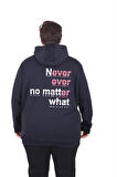Starbattal Büyük Beden Kapüşonlu Sweat Double Face Never 25706 LACIVERT
