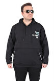 Starbattal Büyük Beden Kapüşonlu Sweat Double Face Never 25706 SIYAH