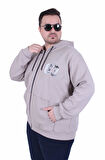 Starbattal Büyük Beden Kapüşonlu Sweat Double Face Sixty Three 25704 BEJ