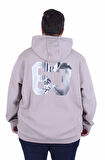 Starbattal Büyük Beden Kapüşonlu Sweat Double Face Sixty Three 25704 BEJ