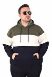 Starbattal Büyük Beden Kapüşonlu 3ip Sweat MG 25725 HAKI