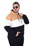 Starbattal Büyük Beden Kapüşonlu 3ip Sweat MG 25725 TABA