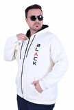 Starbattal Büyük Beden Kapüşonlu Fermuarlı 3ip Sweat Black 25716 BEJ