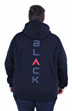 Starbattal Büyük Beden Kapüşonlu Fermuarlı 3ip Sweat Black 25716 LACIVERT