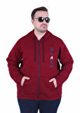 Starbattal Büyük Beden Kapüşonlu Fermuarlı 3ip Sweat Black 25716 MURDUM
