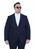 Starbattal Erkek Büyük Beden 4 Drop Blazer Şönili Ceket 500602 LACIVERT