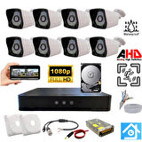ARNA 2MP 3.6 MM SU GEÇİRMEZ 8 DIŞ KAMERALI HAREKET ALGILAMALI 320 GB HDD DAHİL AHD GÜVENLİK SETİ - ST82320