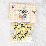 Loren Crafts 8'li Panda Düğme - 1060