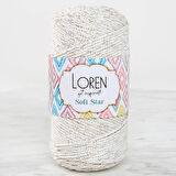 Loren Soft Star Makrome İpi Sarı Simli Krem RM103