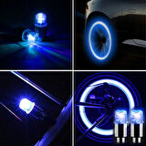 Sylar Araç ve Bisiklet İçin 2’li Mavi LED Hava Valfi Işık Kapakları–Gece Parlayan Lastik Lambası Sibop Kapağı