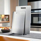 Sylar 2 Boy Paslanmaz Çelik Leke Tutmaz,Kırılmaz,Antibakteriyel,Elde ve Bulaşık Makinesinde Yıkanabilen Meyve,Sebze,Et,Tavuk Kesim Panosu