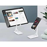 Meks'ten Masa Üstü Telefon Standı, Telefon ve Tablet Tutucu Stant, Yükseklik ve Bakış Açısı Ayarlanabilir Işlevsel Telefon Tutucu ve Tablet Standı-TEKB01B