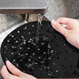 Sylar Siyah Isıya Dayanıklı Yıkanılabilir Silikon Fırın Ve Airfryer Yuvarlak Model Pişirme Matı 23 Cm