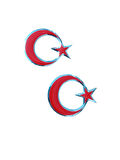 Türk Bayraklı Arma Etiket Kırmızı 2'li