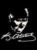 K.Atatürk Silüetli İmzalı Oto Sticker Beyaz 20x20cm BY2