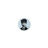 K.Atatürk Silüetli Yuvarlak Etiket Damla Sticker 3cm