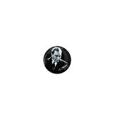 K.Atatürk Silüetli İmzalı Yuvarlak Etiket Damla Sticker Siyah 3cm