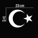 Türk Bayrağı Oto Sticker Beyaz 32X24 cm