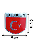 Türk Bayrağı Turkey Yazılı  Etiket Metal Sticker 5cm