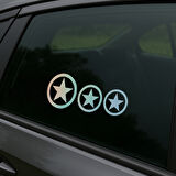 3'lü Yıldız Oto Sticker Hologramlı 20x8cm