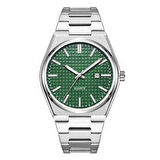 Gümüş Analog Kol Saati – Yeşil Kadranlı, Çelik Kordon, Quartz, Takvimli - STC11987
