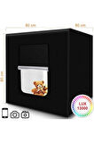 YENİLZD80x80CM Profesyonel Stüdyo Led Işıklı Ürün Fotoğraf Çekim Çadırı