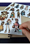 Tam Boy Fashion Kadın Figürleri Etiket, Scrapbook, Bullet Journal, Planlayıcı Sticker Seti