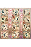 Peri Silüetleri Vintage 12 Adet Scrapbook Bullet Journal Mat Planlayıcı Sticker Etiket Seti