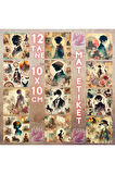 Anime Erkek Silüetleri Vintage 12 Adet Scrapbook Bullet Journal Mat Planlayıcı Sticker Etiket Seti