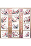 Pembe Gri Çiçekler Vintage 12 Adet Scrapbook Bullet Journal Mat Planlayıcı Sticker Etiket Seti
