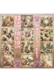 Dekupaj Kolaj Vintage 12 Adet Scrapbook Bullet Journal Mat Planlayıcı Sticker Etiket Seti