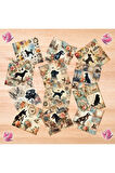 Köpek Silüetleri Vintage 12 Adet Scrapbook Bullet Journal Mat Planlayıcı Sticker Etiket Seti