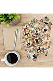 Köpek Silüetleri Vintage 12 Adet Scrapbook Bullet Journal Mat Planlayıcı Sticker Etiket Seti
