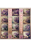 Mor Temalı Çiçekler Vintage 12 Adet Scrapbook Bullet Journal Mat Planlayıcı Sticker Etiket Seti