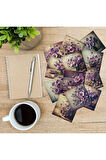 Mor Temalı Çiçekler Vintage 12 Adet Scrapbook Bullet Journal Mat Planlayıcı Sticker Etiket Seti