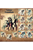 Anime Tarzı Gundam Robotlar 12 Adet Scrapbook Bullet Journal Mat Planlayıcı Sticker Etiket Seti