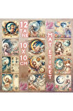 Ay Tanrıçaları Vintage 12 Adet Scrapbook Bullet Journal Mat Planlayıcı Sticker Etiket Seti