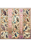 Baykuşlar Vintage 12 Adet Scrapbook Bullet Journal Mat Planlayıcı Sticker Etiket Seti