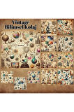 Bilimsel Kolaj Vintage 12 Adet Scrapbook Bullet Journal Mat Planlayıcı Sticker Etiket Seti