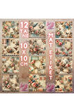 Dantelli Dekupaj Vintage 12 Adet Scrapbook Bullet Journal Mat Planlayıcı Sticker Etiket Seti